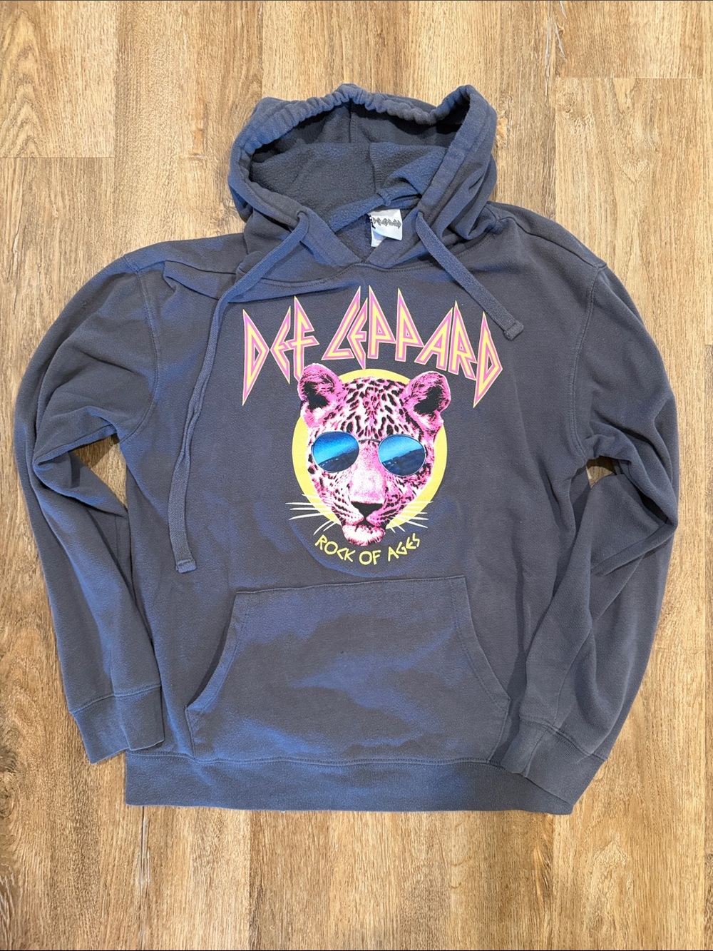 Freeze Gray Def Leppard Rock of Ages Leopard Graphic Hoodie